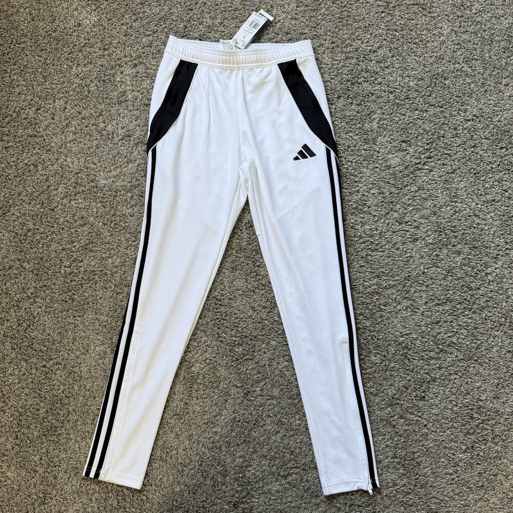 Adidas Football Soccer Track Pants Team White Black Stripe Men's S